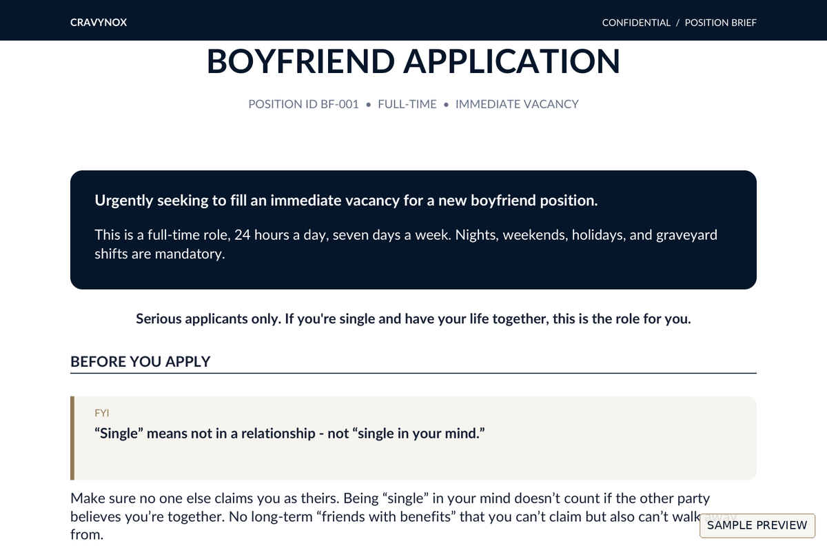 BOYFRIEND APPLICATION